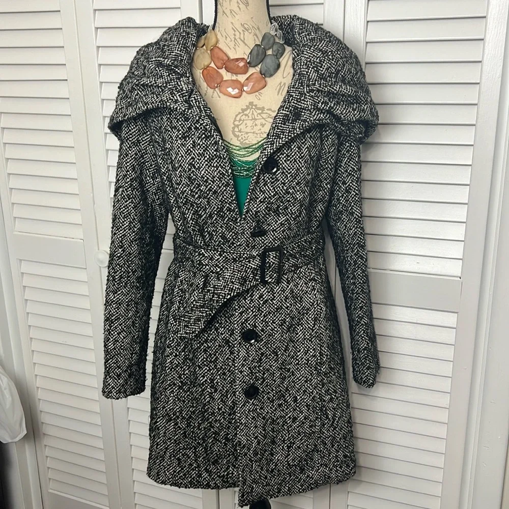 New York & Company Wool-blend Coat with hood - Picture 1 of 12